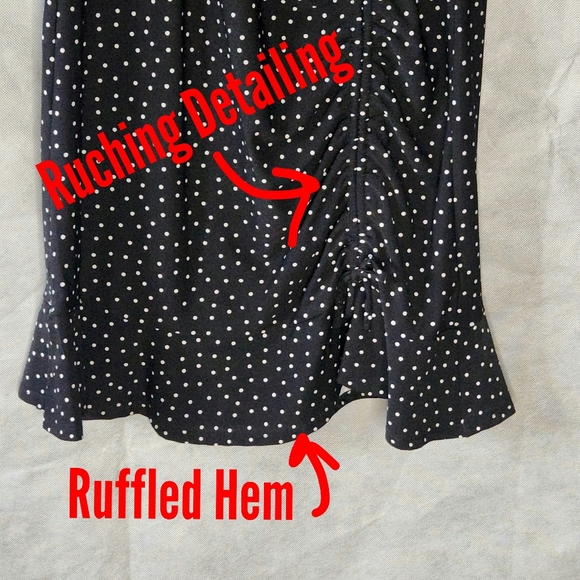 Monteau Los Angeles Polka Dot Dress Ruching Detail - Picture 3 of 13